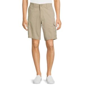 George Mens Cargo Short Khaki Stone Wash Size 40 Knee Length 10.5 inseam Pockets